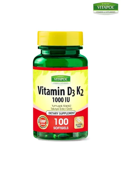 Vitamin D3 Vitamin K2 100 Softgel D Vitamini K Vitamini