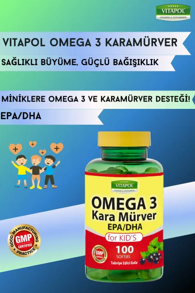 Kıds Çocuk Omega 3 Karamürver 100 Kapsül