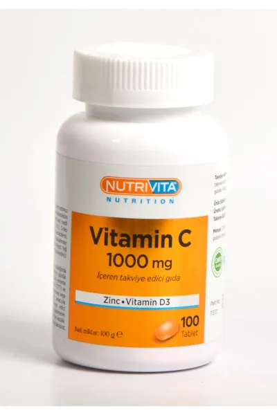 100 Tablet Vitamin C 1000 Mg - Zinc - Vitamin D3