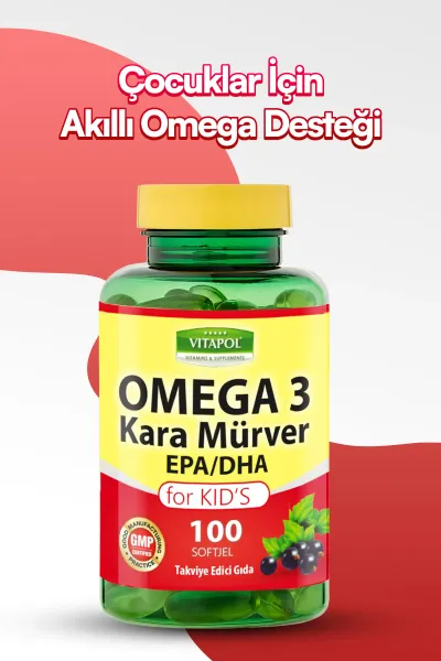 Omega 3 Çoçuk Balık Yağı Kara Mürver 100 Softgel For Kid's Çoçuklar İçin